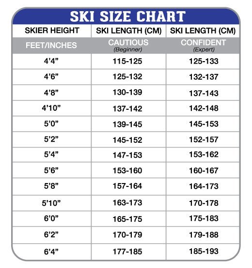 Girls Ski Size Chart